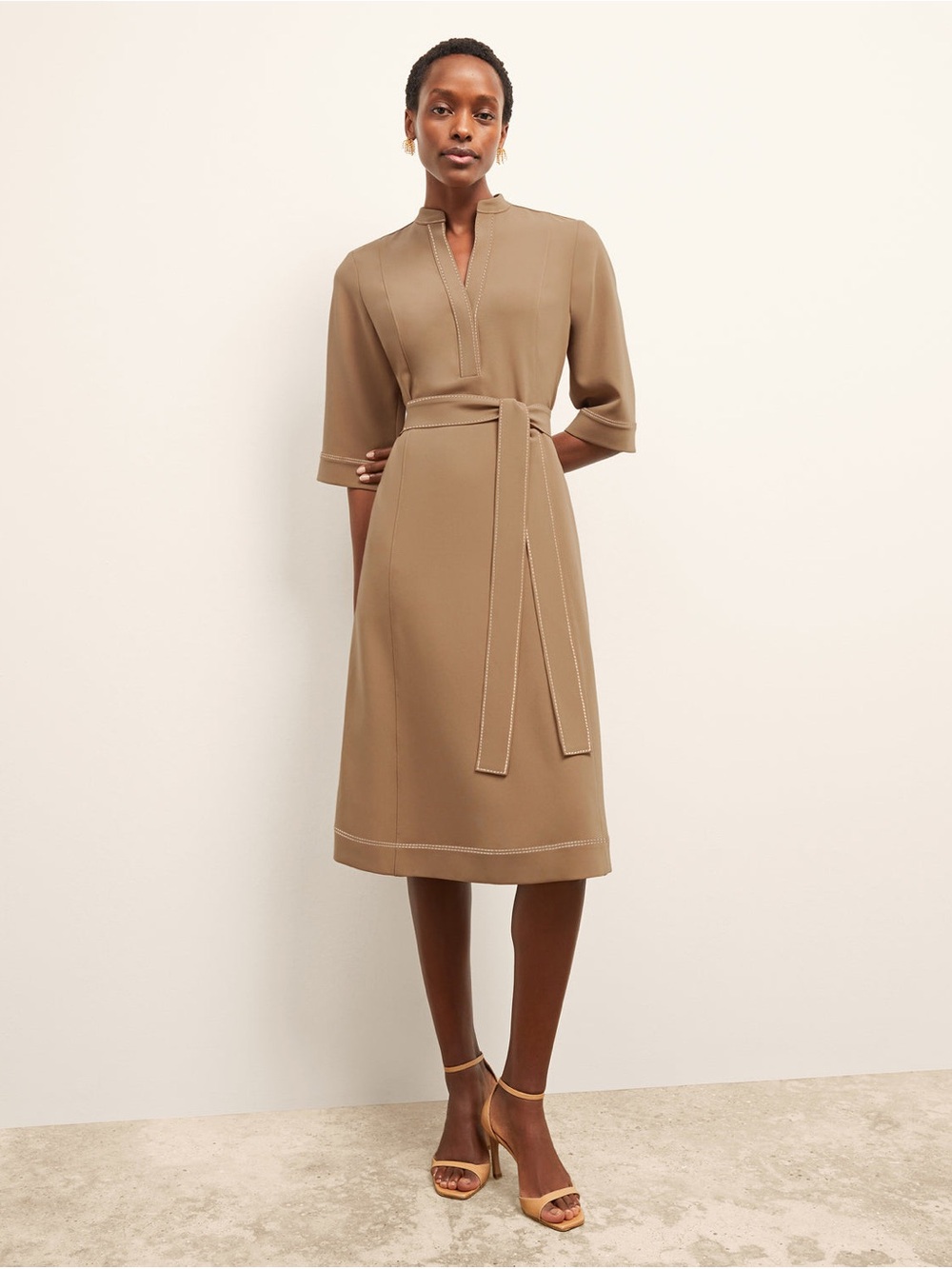 MM Lafleur The Lauleh Tunic Dress in Everyday Crepe with Topstitch